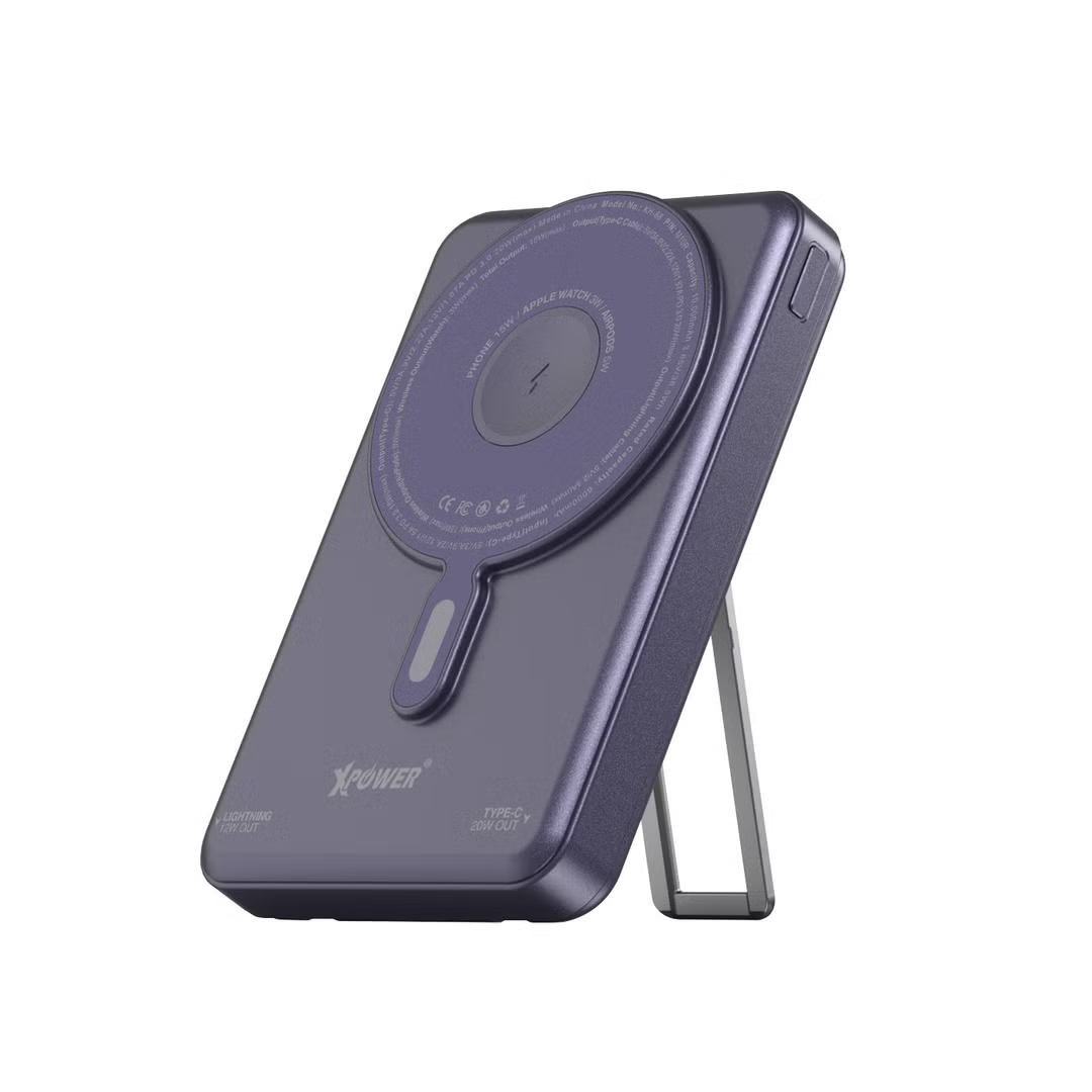 Xpower 10000mAh 7 in 1 Wireless Powerbank with Stand and Cable M10R, Purple