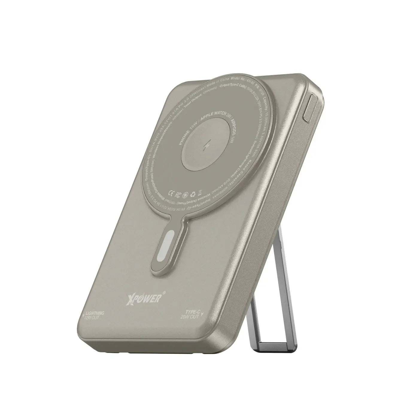 XPower 10000mAh 7in1 Wireless Power Bank - Titanium - Tashqila