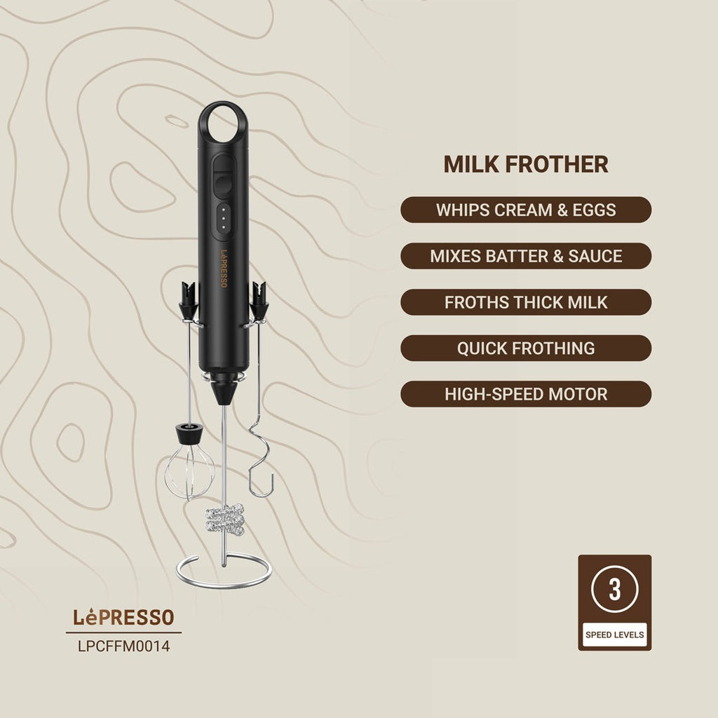 LePresso Forthmate 3 In1 Milk Frother with Interchangeable Whisks