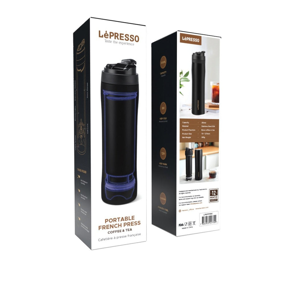 LePresso Portable French Press Coffee & Tea - Black