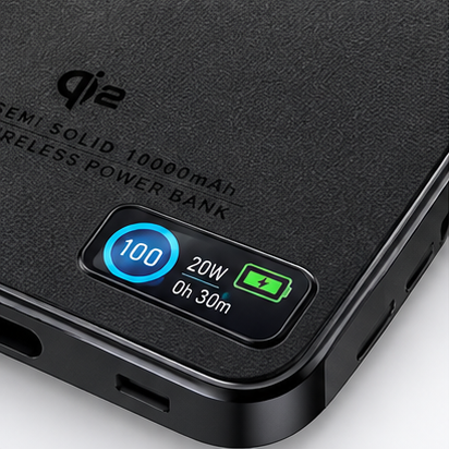 XPower 30W Semi Solid CCC Safety Wireless 10000mAh Power Bank with Display - Black