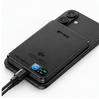 XPower 30W Semi Solid CCC Safety Wireless 10000mAh Power Bank with Display - Black