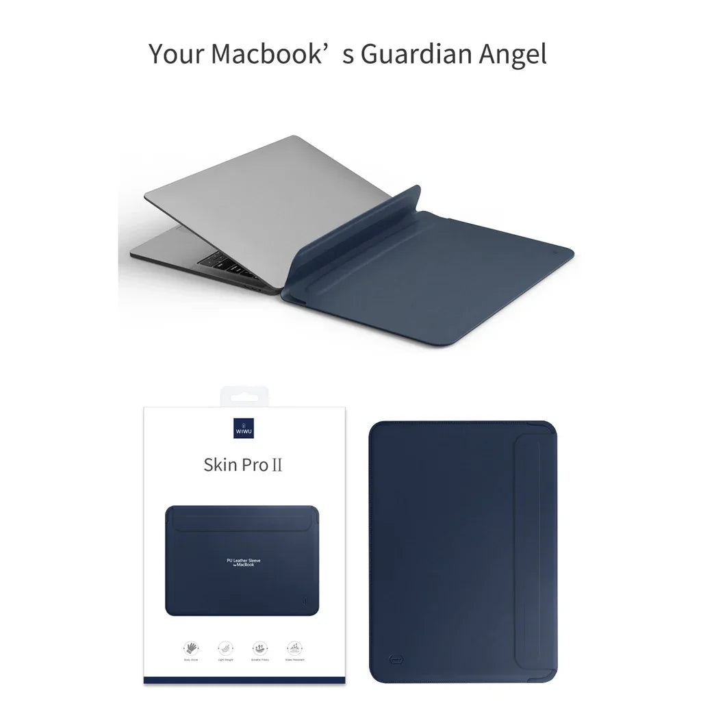 Wiwu Skin Pro 2 Pu Leather Sleeve For Macbook Pro 16 - Blue - Tashqila