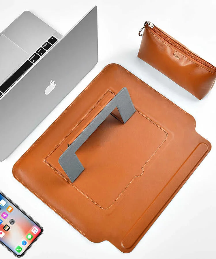 Wiwu Skin Pro Slim Stand Sleeve For Macbook Pro 16 - Brown - Tashqila
