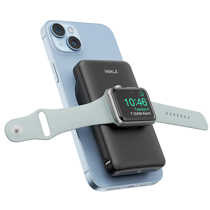iWalk Mag-X Magnetic Wireless 10000 mAh Power Bank With Apple Watch Charging Port - Black