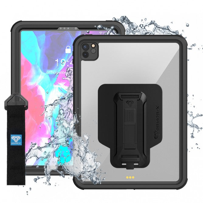 Armor-X Mxs Series Case For iPad Pro 12.9 (2020) iP68 Waterproof Case With Handstrap & Kickstand & X-Mount - Black