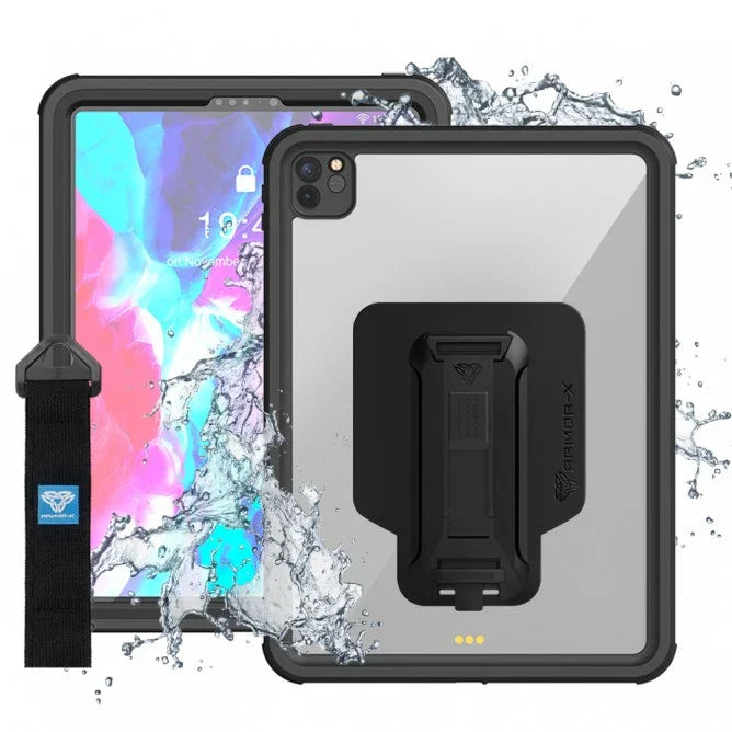 Armor-X Mxs Series Case For iPad Pro 12.9 (2020) iP68 Waterproof Case With Handstrap & Kickstand & X-Mount - Black - Tashqila