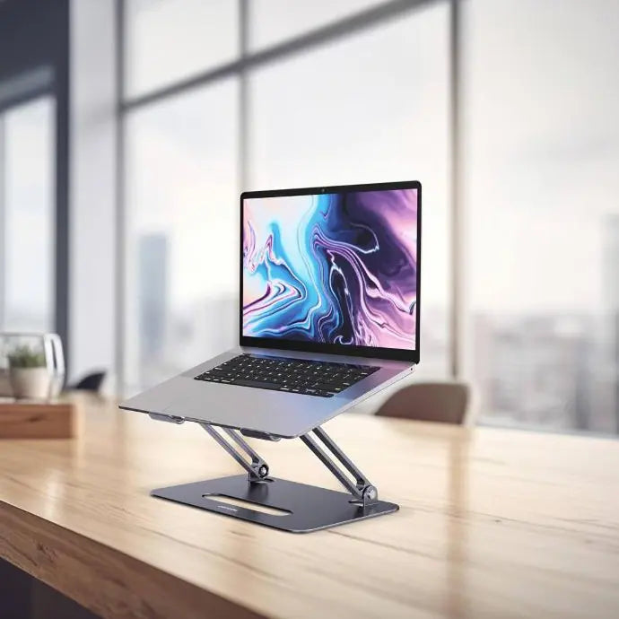 Porodo Alum. Alloy Adjustable Laptop Stand with Cooling Fan- Grey
