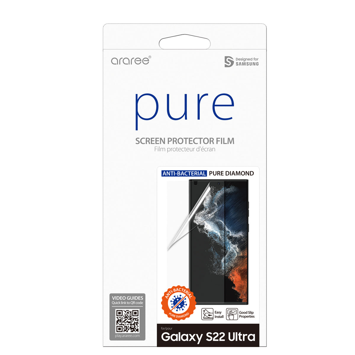 Araree Pure Diamond Screen Protector For Samsung Galaxy S22 Ultra - Clear