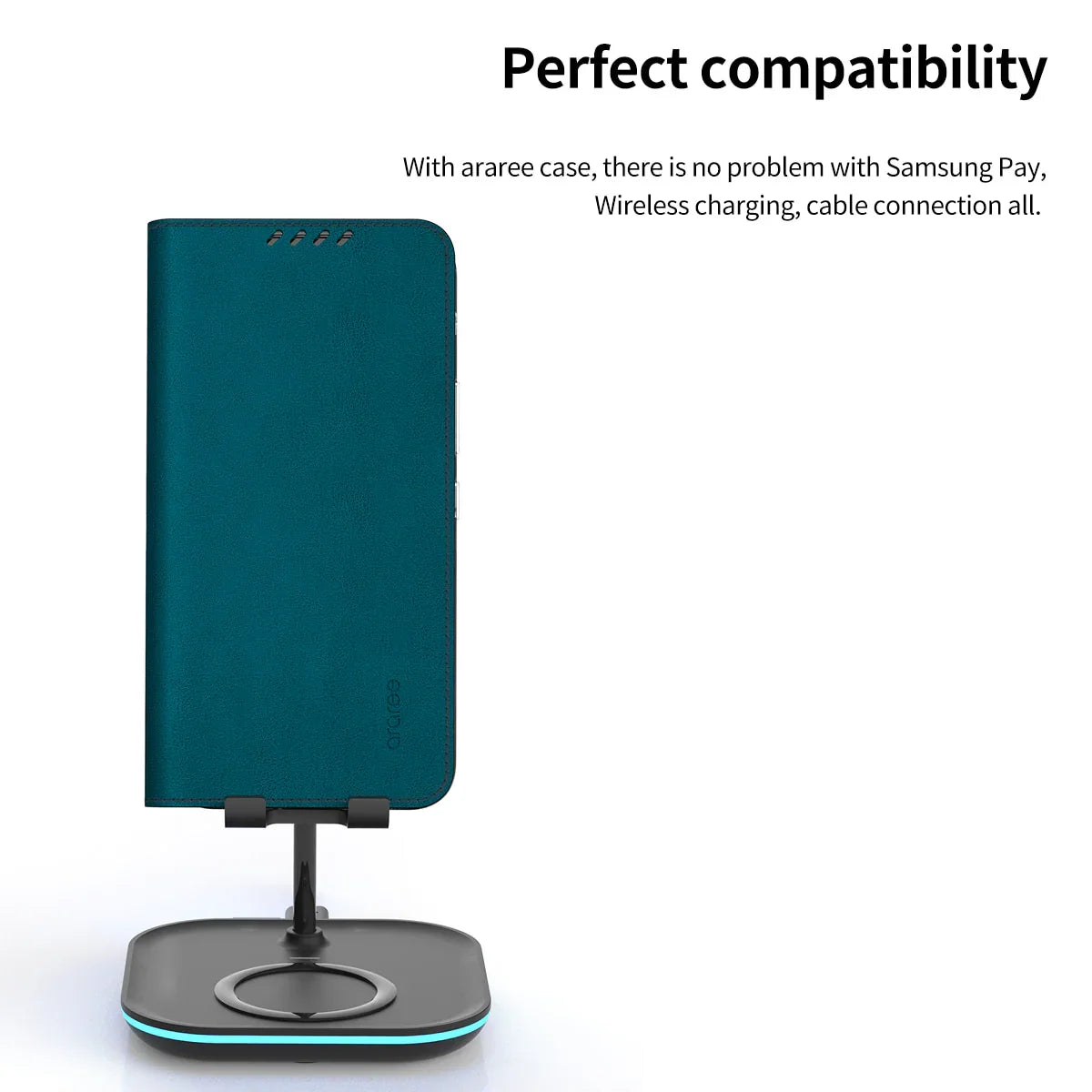 Galaxy S24 Ultra Araree Mustang Diary Wallet Case - Ash Blue - Tashqila