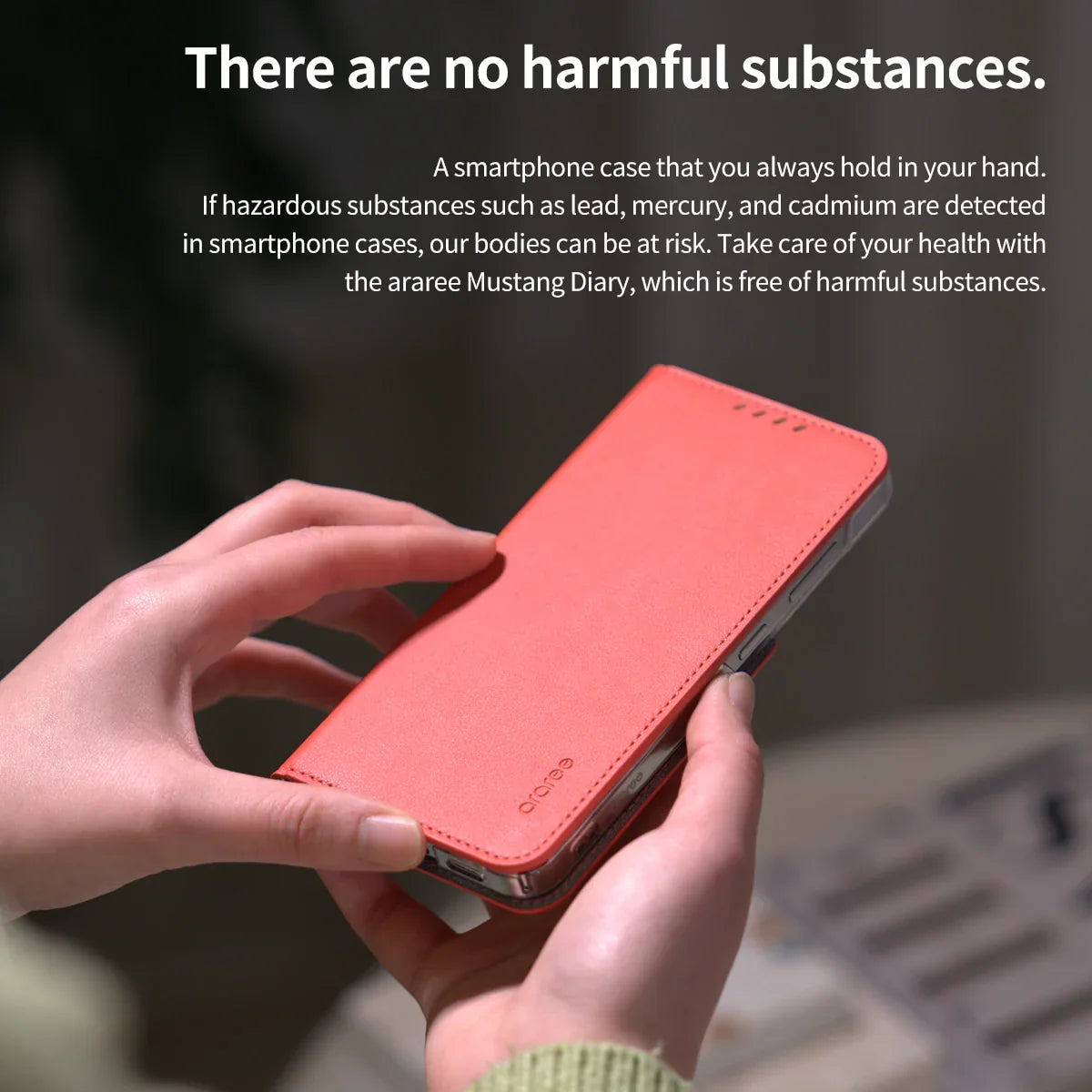 Galaxy S24 Ultra Araree Mustang Diary Wallet Case - Tangerine Red - Tashqila