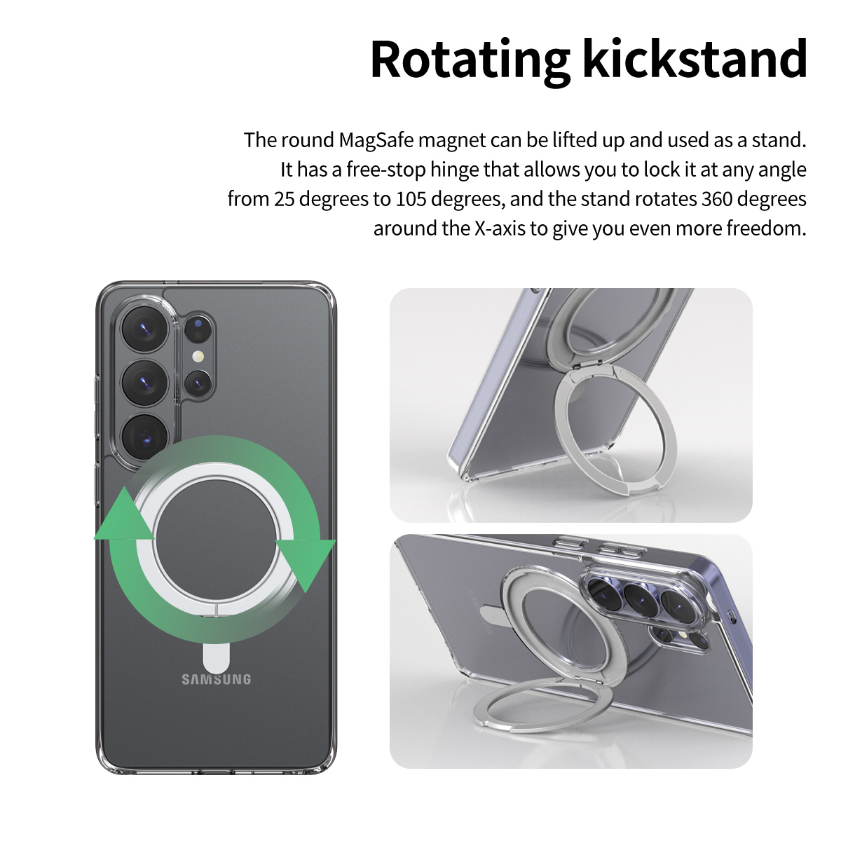 غطاء حماية شفاف من أراري، مزود بحامل ماج سيف مزدوج، لهاتف سامسونج اس ٢٦ ألترا.