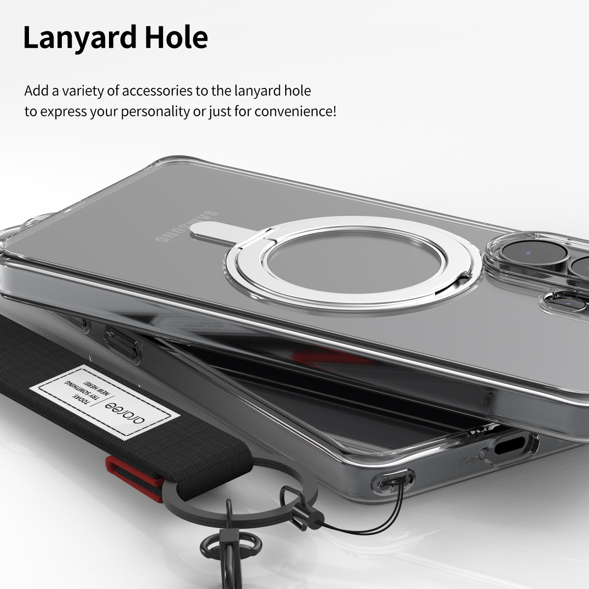 غطاء حماية شفاف من أراري، مزود بحامل ماج سيف مزدوج، لهاتف سامسونج اس ٢٦ ألترا.