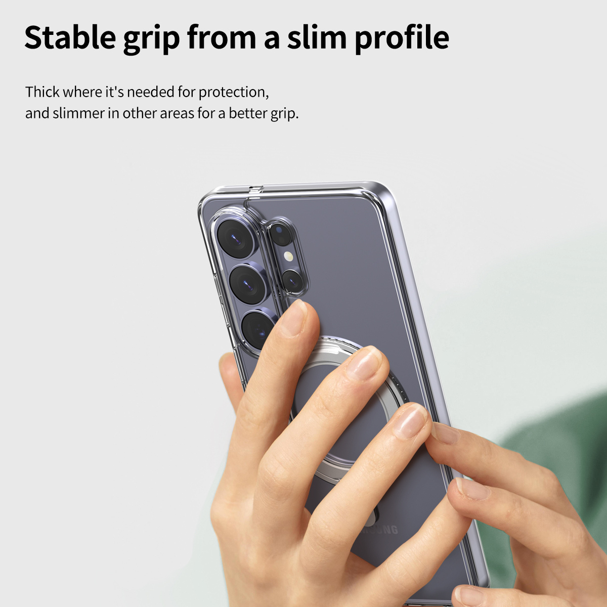 غطاء حماية شفاف من أراري، مزود بحامل ماج سيف مزدوج، لهاتف سامسونج اس ٢٦ ألترا.