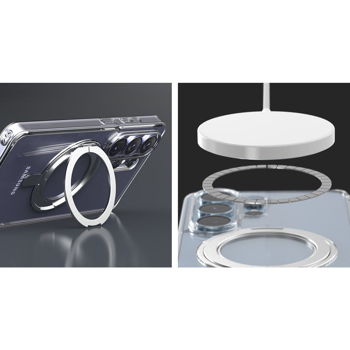 غطاء حماية شفاف من أراري، مزود بحامل ماج سيف مزدوج، لهاتف سامسونج اس ٢٦ ألترا.