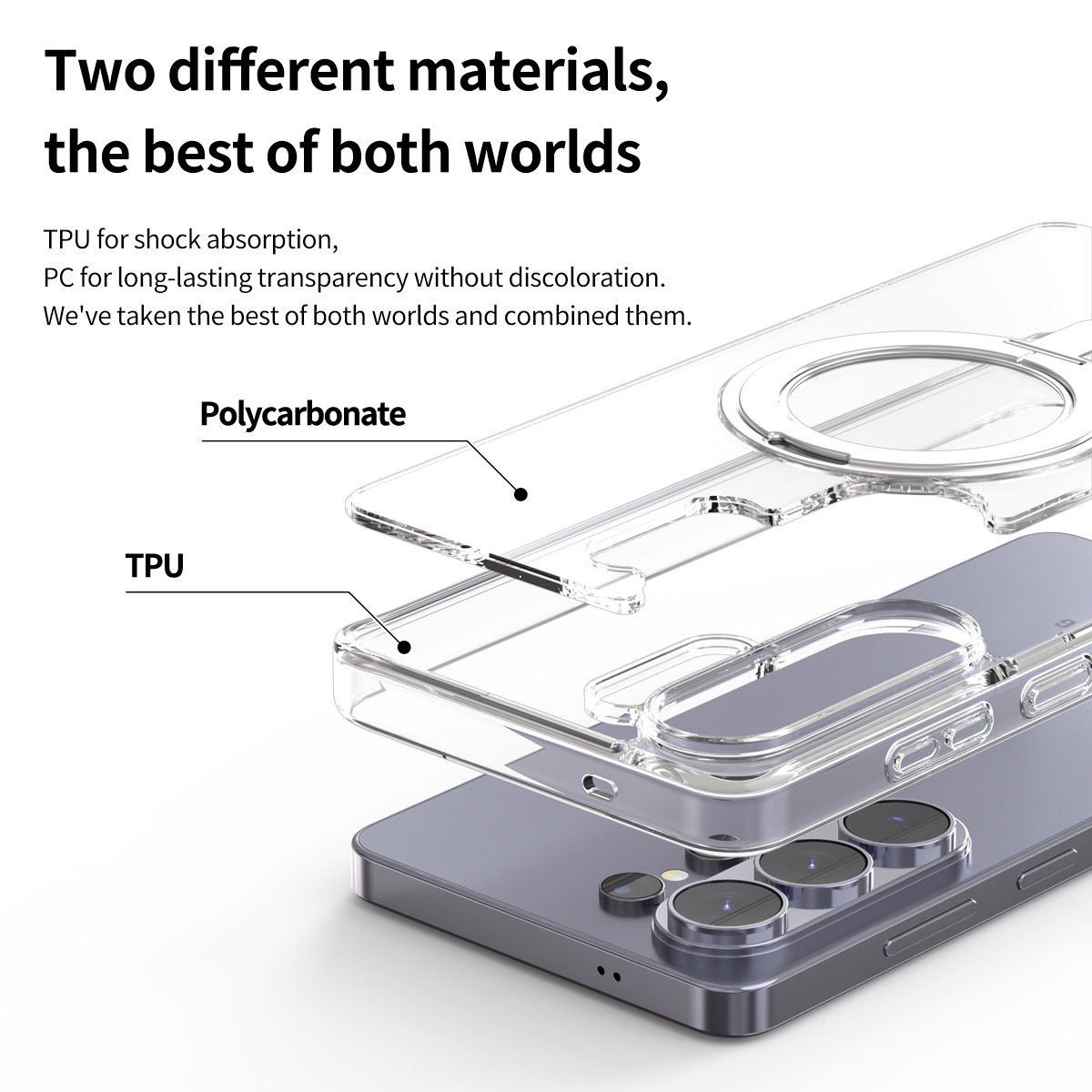 غطاء حماية شفاف من أراري، مزود بحامل ماج سيف مزدوج، لهاتف سامسونج اس ٢٦ ألترا.