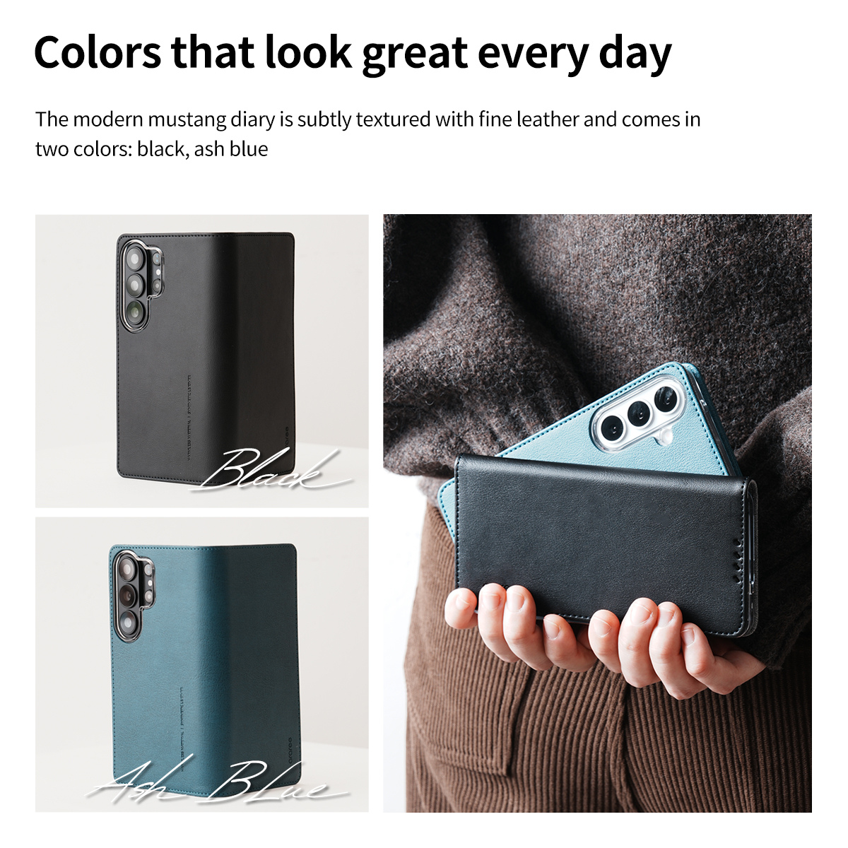 Samsung S26 Ultra, Araree Mustang Diary Case - Blue