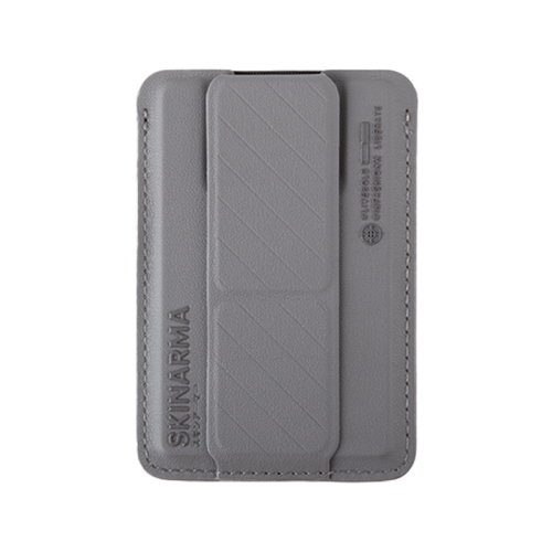 SkinArma Kado Mag-Charge Magsafe Card Holder with Grip Stand - Grey/Grey