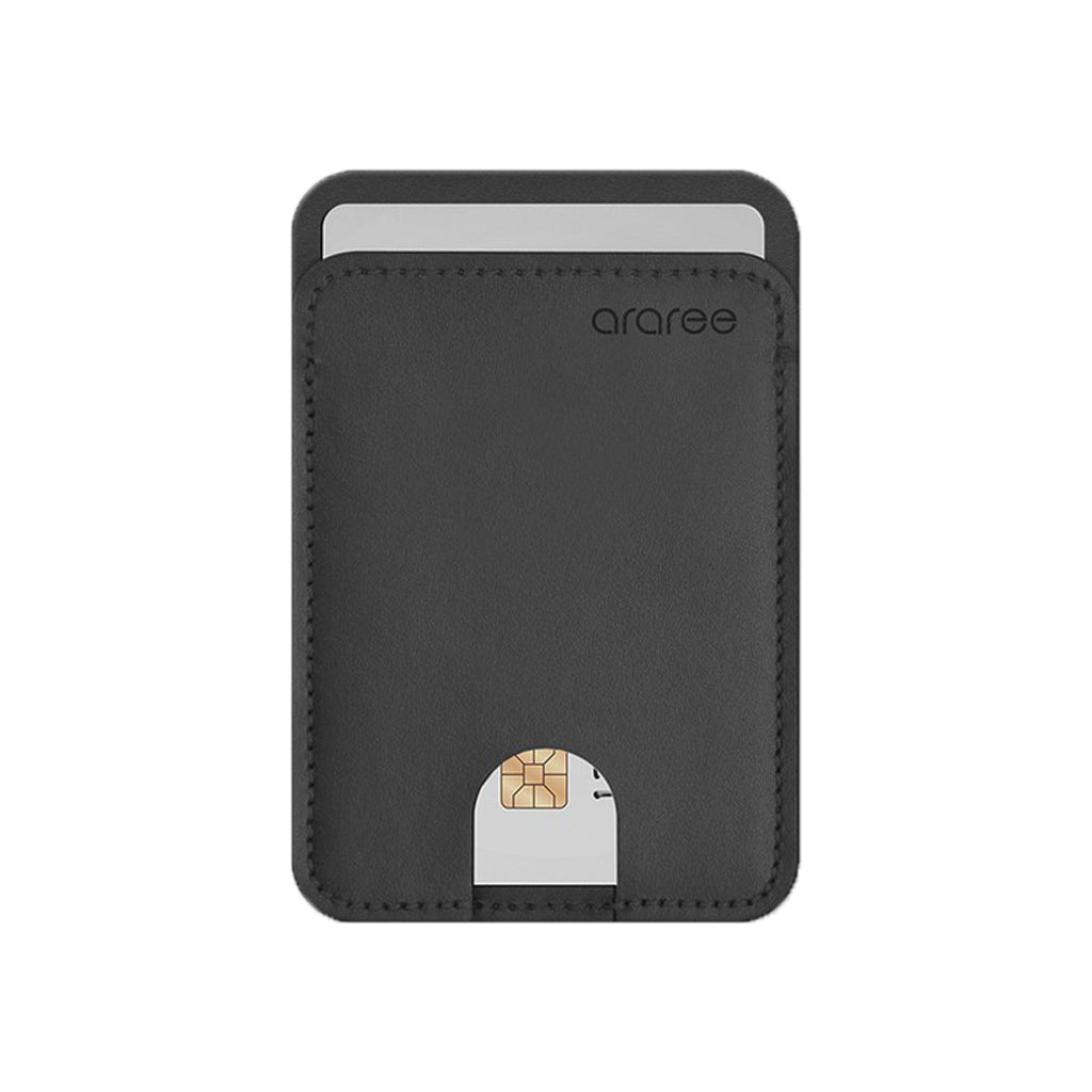 Araree Stick Pocket Genuine Leather Universal Card Holder - Black