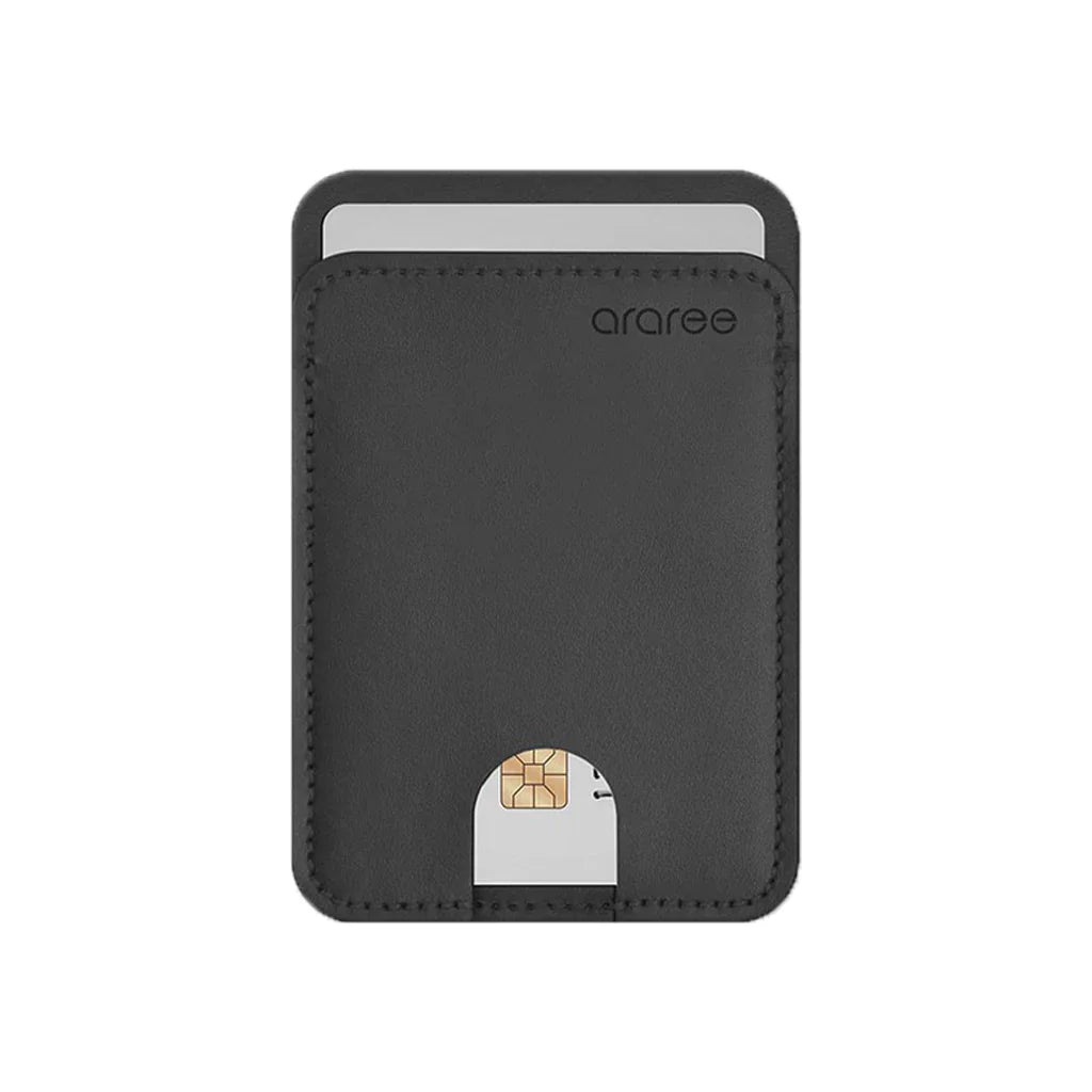 Araree Stick Pocket Genuine Leather Universal Card Holder - Black - Tashqila
