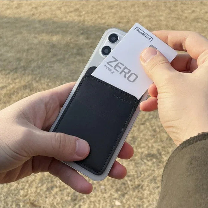 Araree Stick Pocket Genuine Leather Universal Card Holder - Black - Tashqila