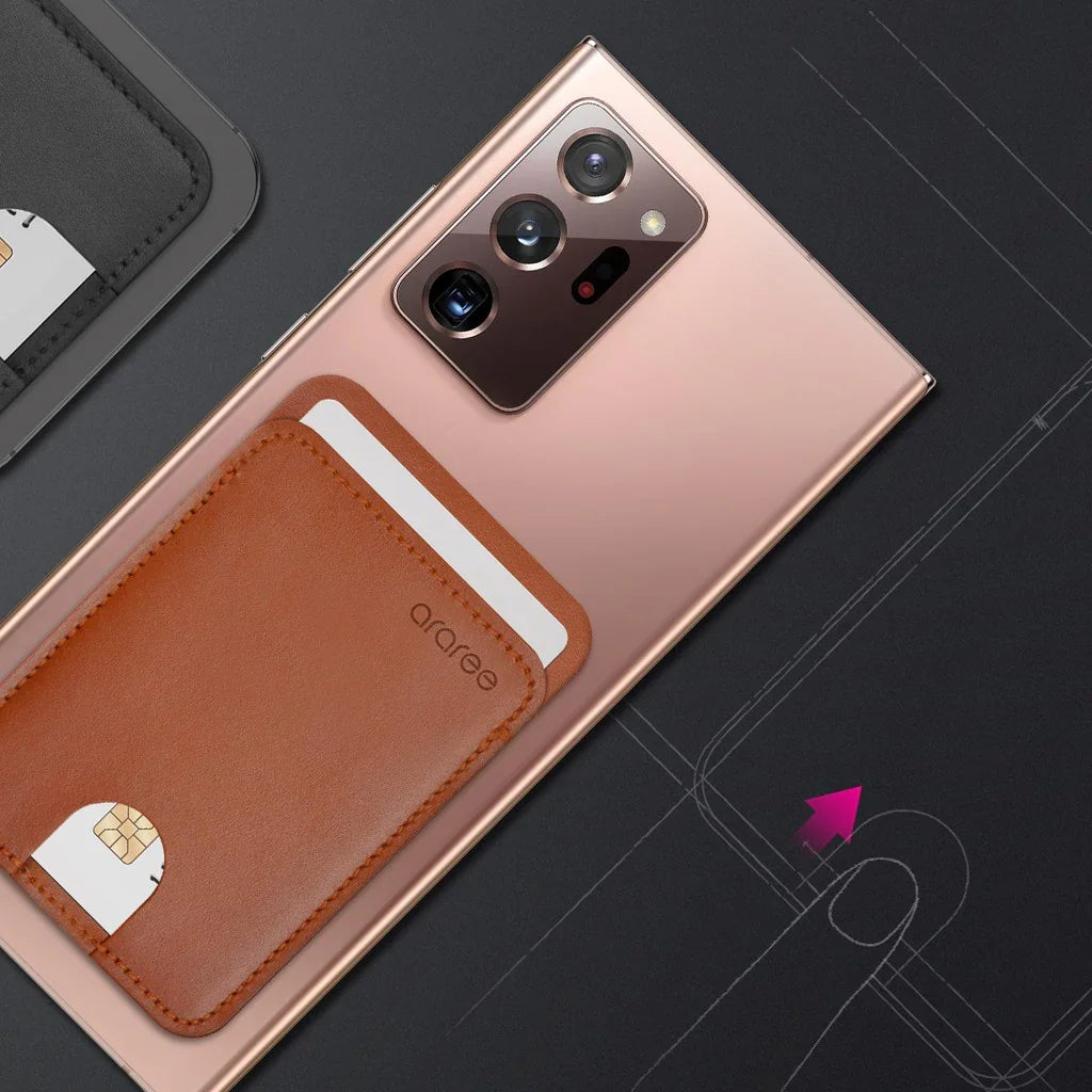 Araree Stick Pocket Genuine Leather Universal Card Holder - Black - Tashqila