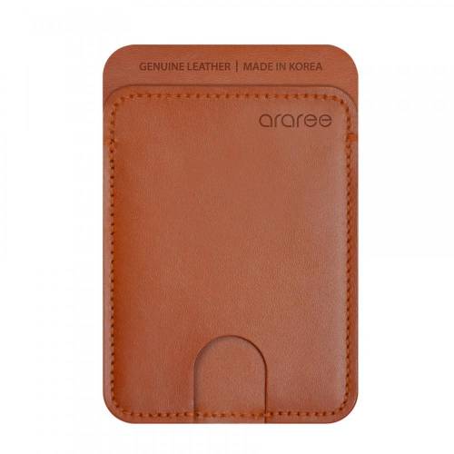 Araree Stick Pocket Genuine Leather Universal Card Holder - Brown