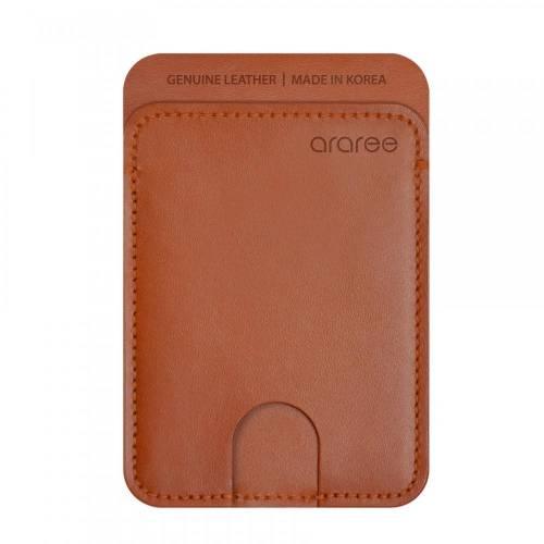 Araree Stick Pocket Genuine Leather Universal Card Holder - Brown - Tashqila