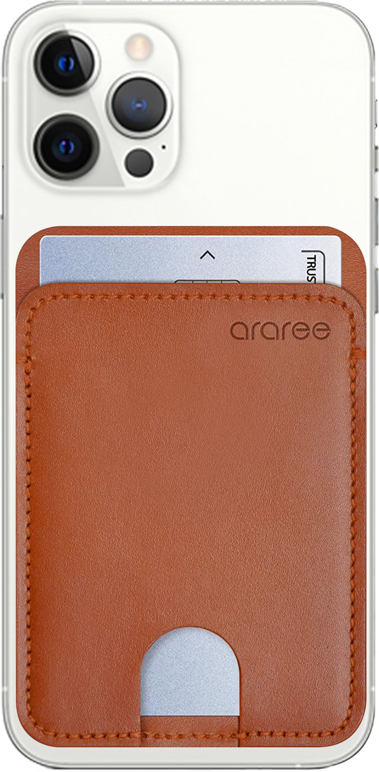 Araree Stick Pocket Genuine Leather Universal Card Holder - Brown