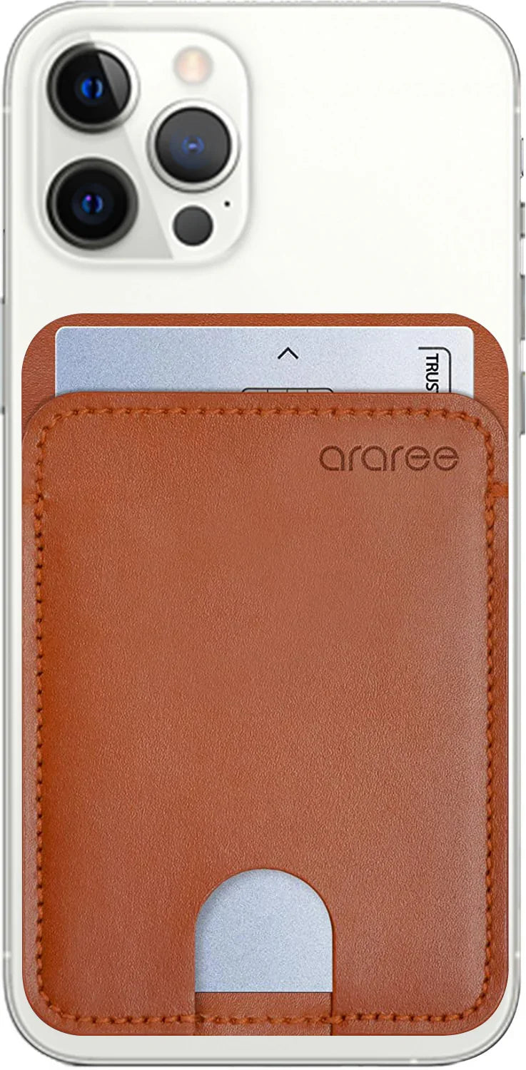 Araree Stick Pocket Genuine Leather Universal Card Holder - Brown - Tashqila