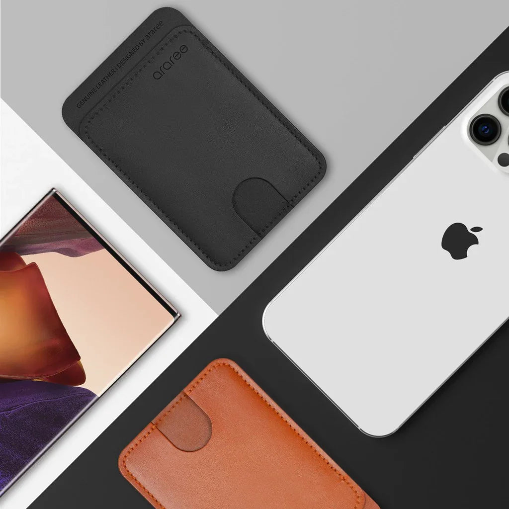 Araree Stick Pocket Genuine Leather Universal Card Holder - Brown - Tashqila