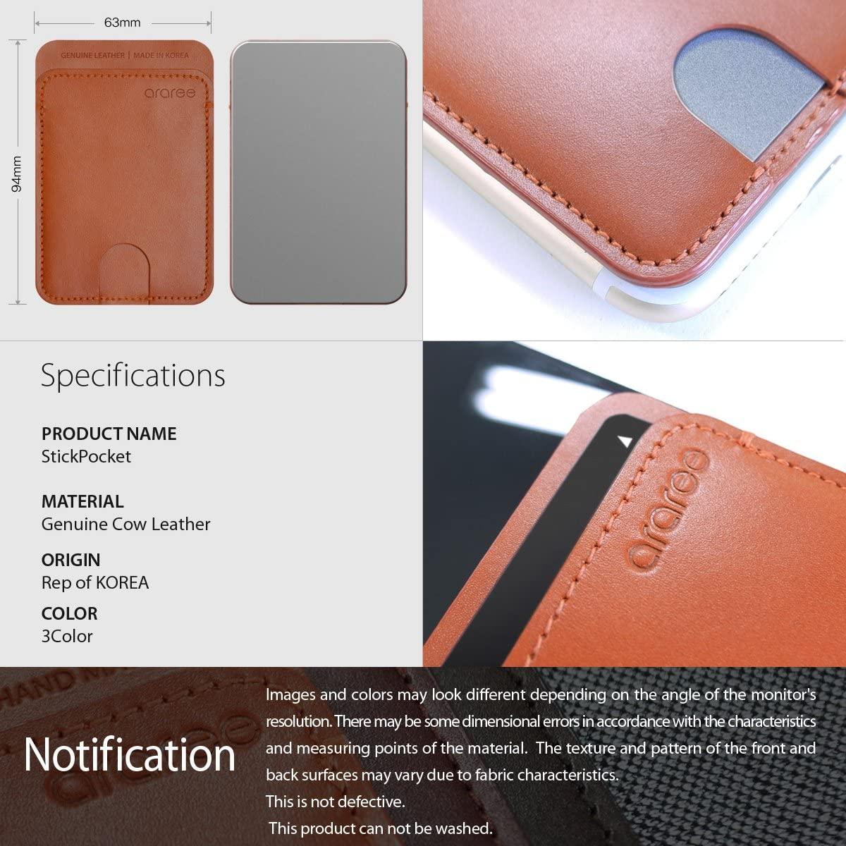 Araree Stick Pocket Genuine Leather Universal Card Holder - Brown - Tashqila