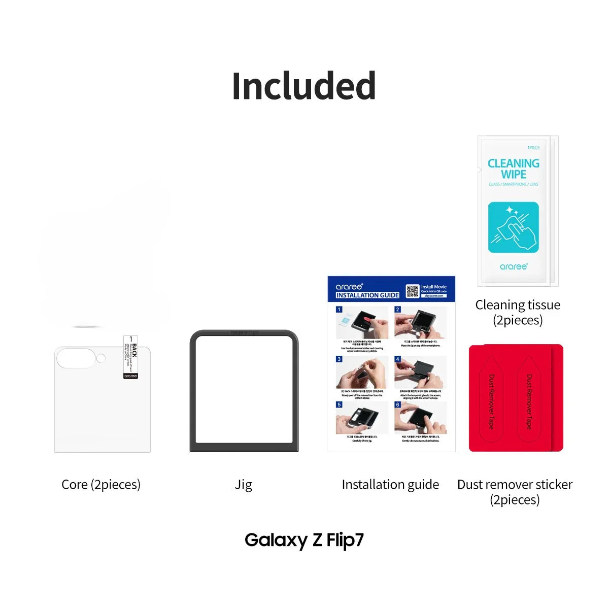 Samsung Z Flip7 Araree Core Front Screen Glass - Clear - Tashqila