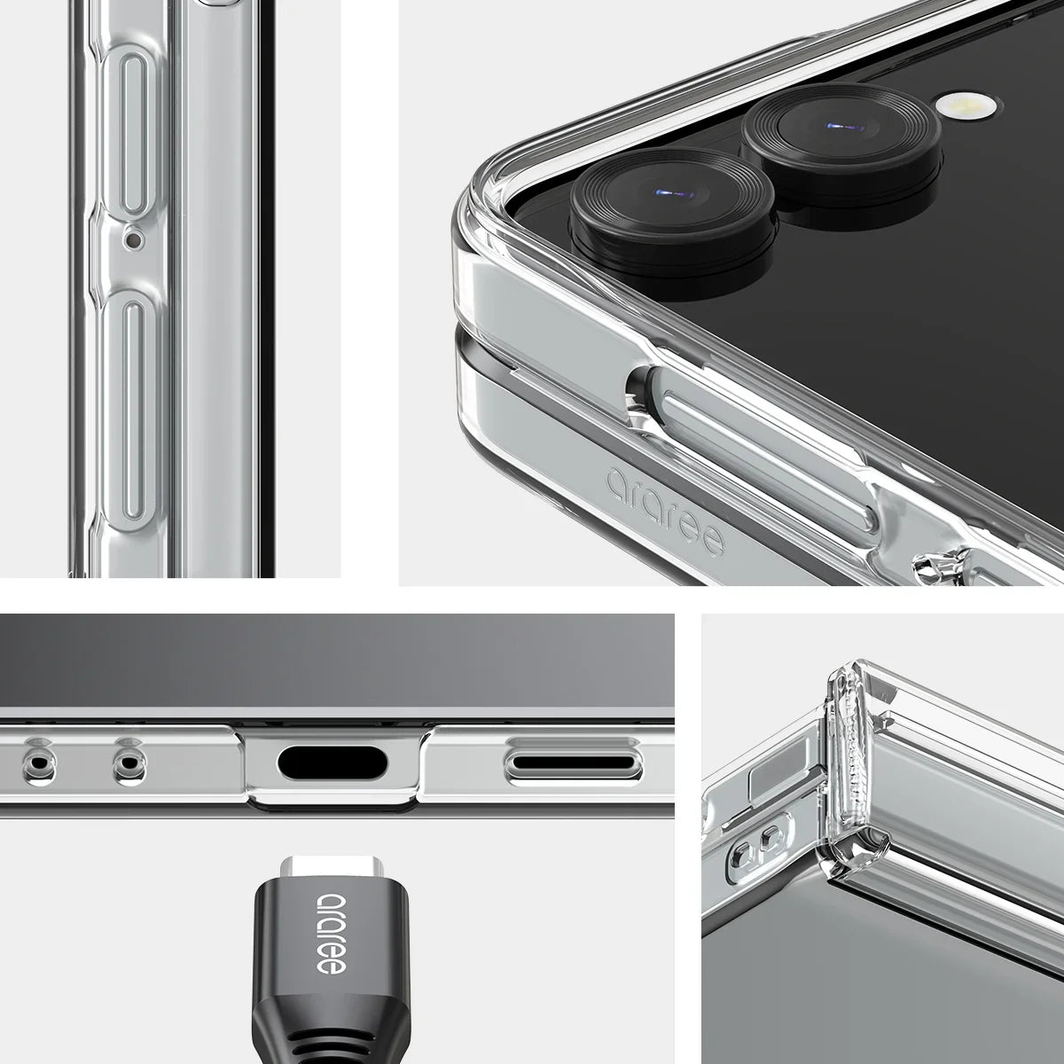 Samsung Z Flip7 Araree Nukin 360 Case - Clear - Tashqila