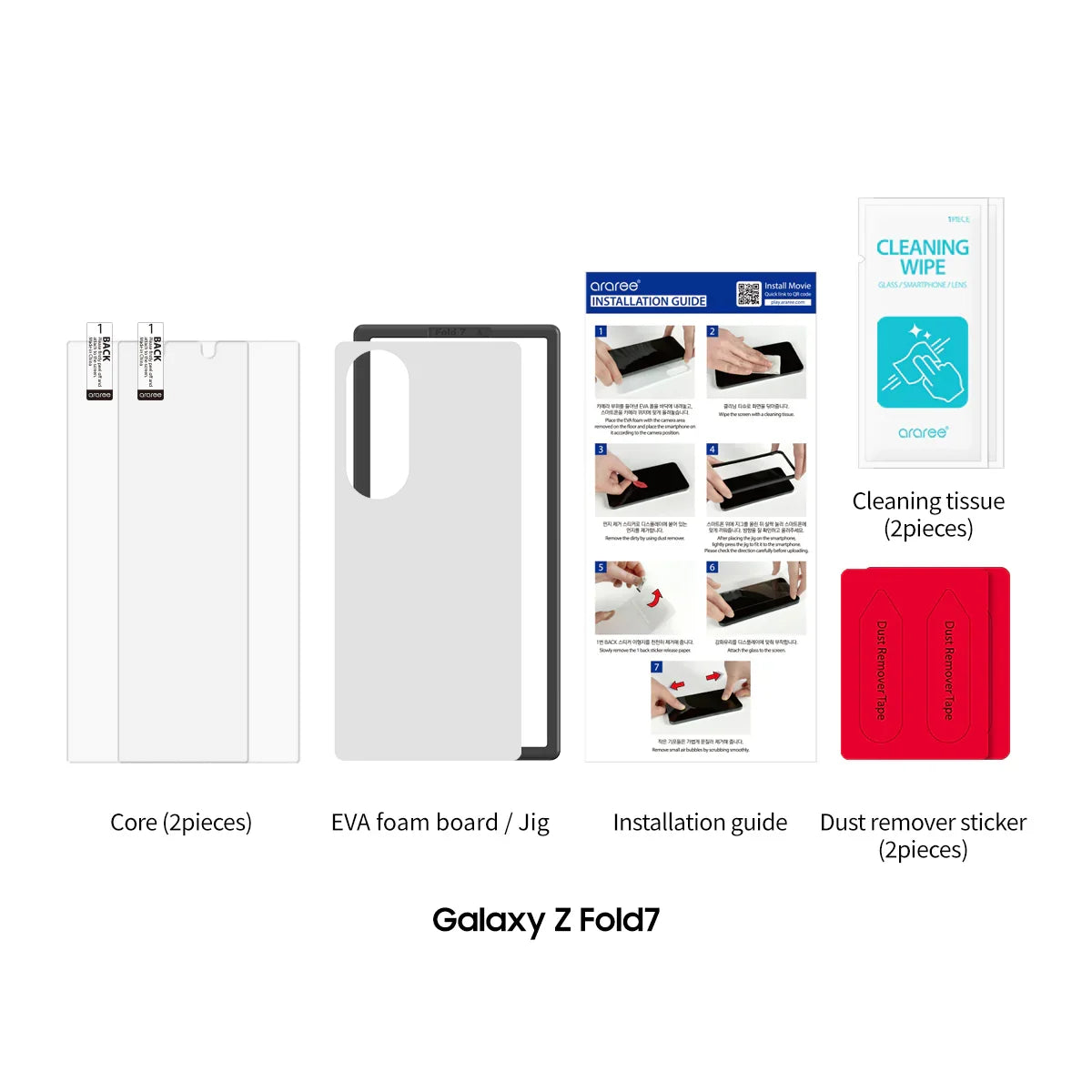 Samsung Z Fold7 Araree Core Front Screen Protector Glass - Clear (2 Pcs) - Tashqila