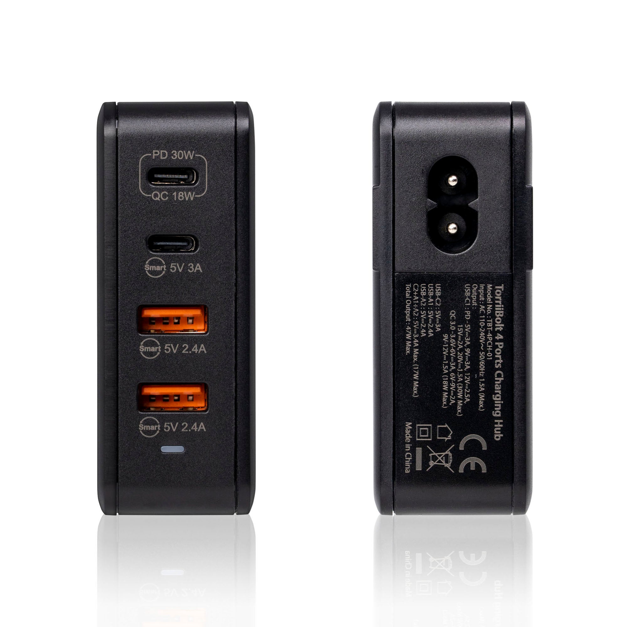 Torrii Bolt 4 Port Charging Hub with 2 USB-C  & 2 USB-A QC 3.0 - Black