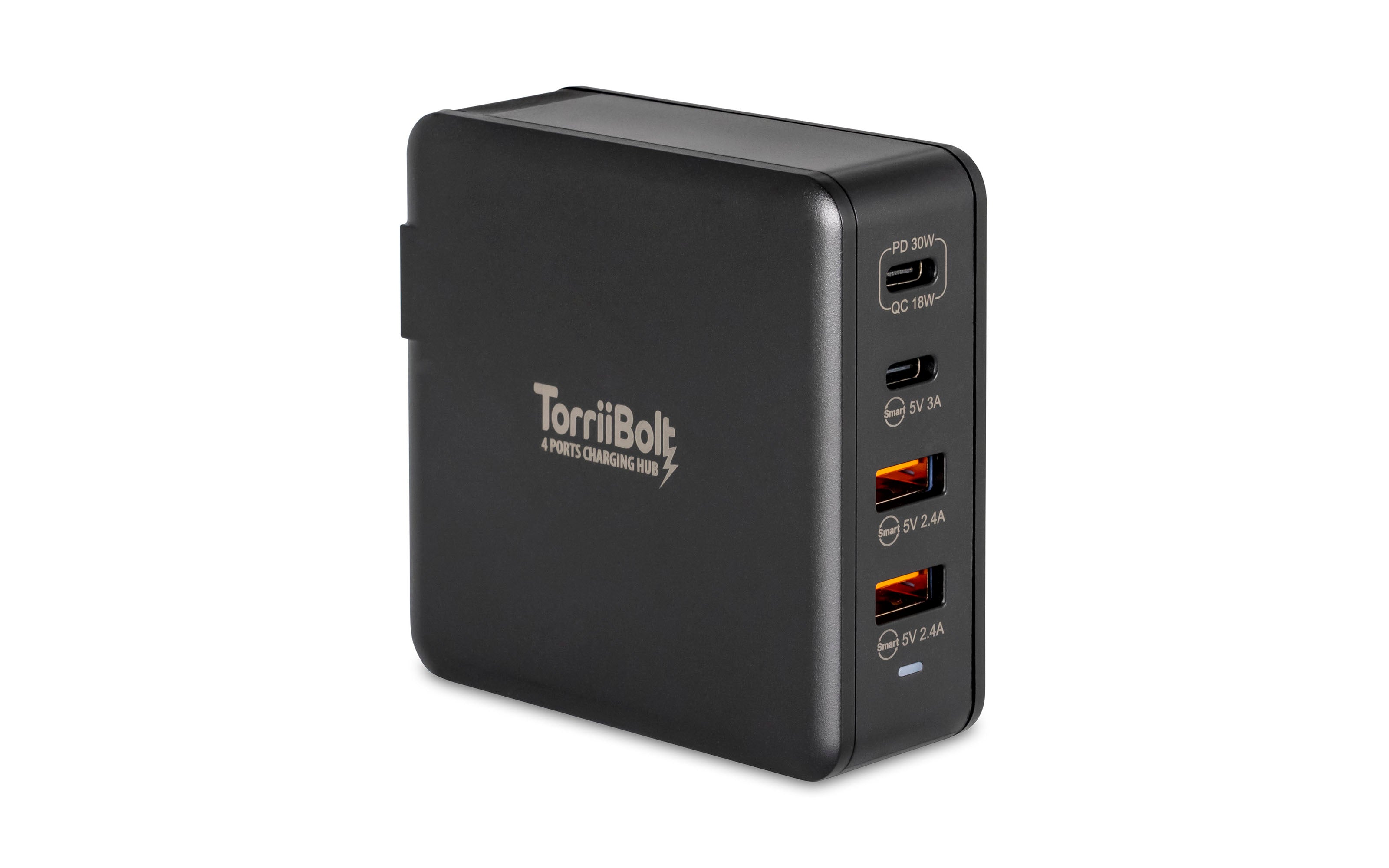 Torrii Bolt 4 Port Charging Hub with 2 USB-C  & 2 USB-A QC 3.0 - Black