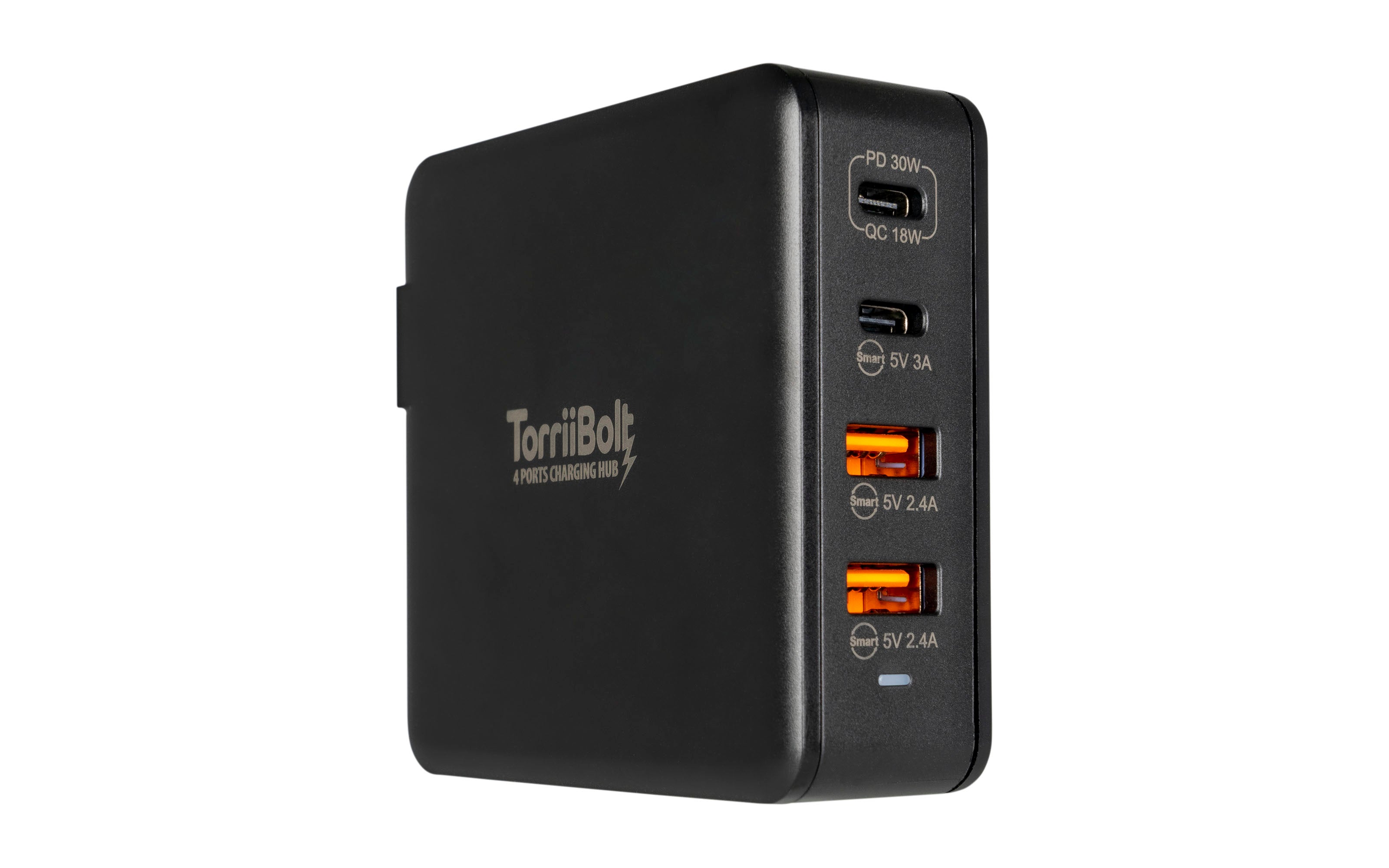 Torrii Bolt 4 Port Charging Hub with 2 USB-C  & 2 USB-A QC 3.0 - Black