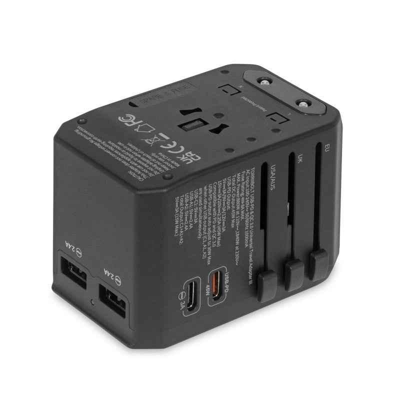 TorriiBolt 45W USB-PD & QC 3.0 Universal Travel Adapter III – Black