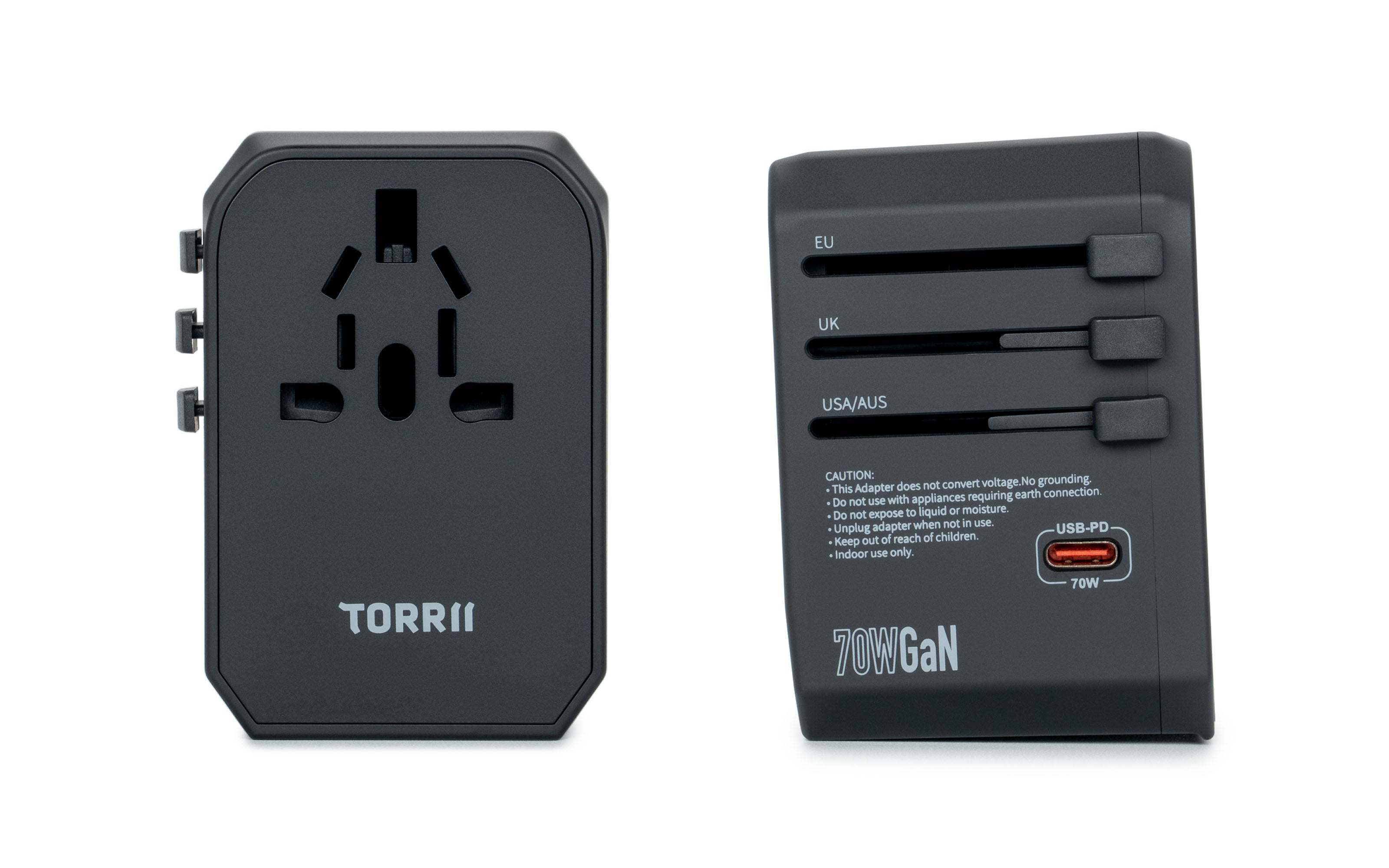 Torrii Bolt 70W GaN Universal Travel Adapter IV - Black