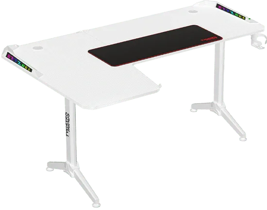 Twisted Minds Warrior L-Shaped RGB Gaming Desk (Left) White (160*100*75cm) - Tashqila