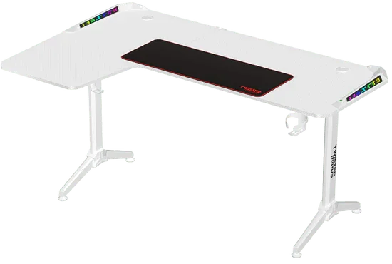 Twisted Minds Warrior L-Shaped RGB Gaming Desk (Left) White (160*100*75cm) - Tashqila
