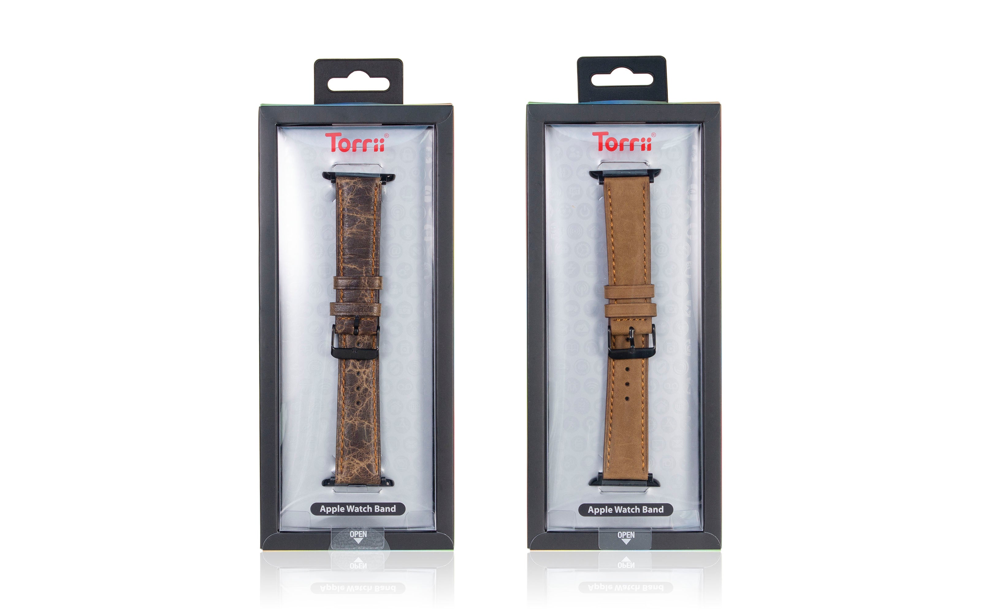 Torrii Apple Watch Leather Band 38/40/41mm - Dark Brown Leather With Orange Stitching