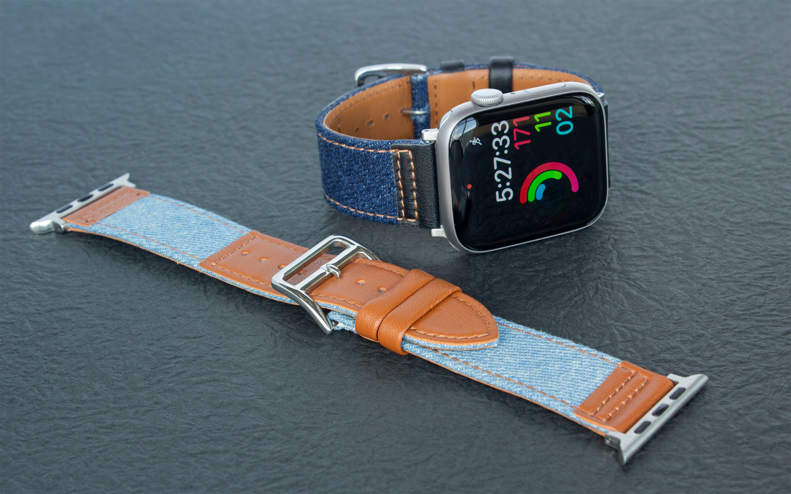 Torrii Apple Watch Leather Band 38/40/41mm - Blue Jean With Black Leather