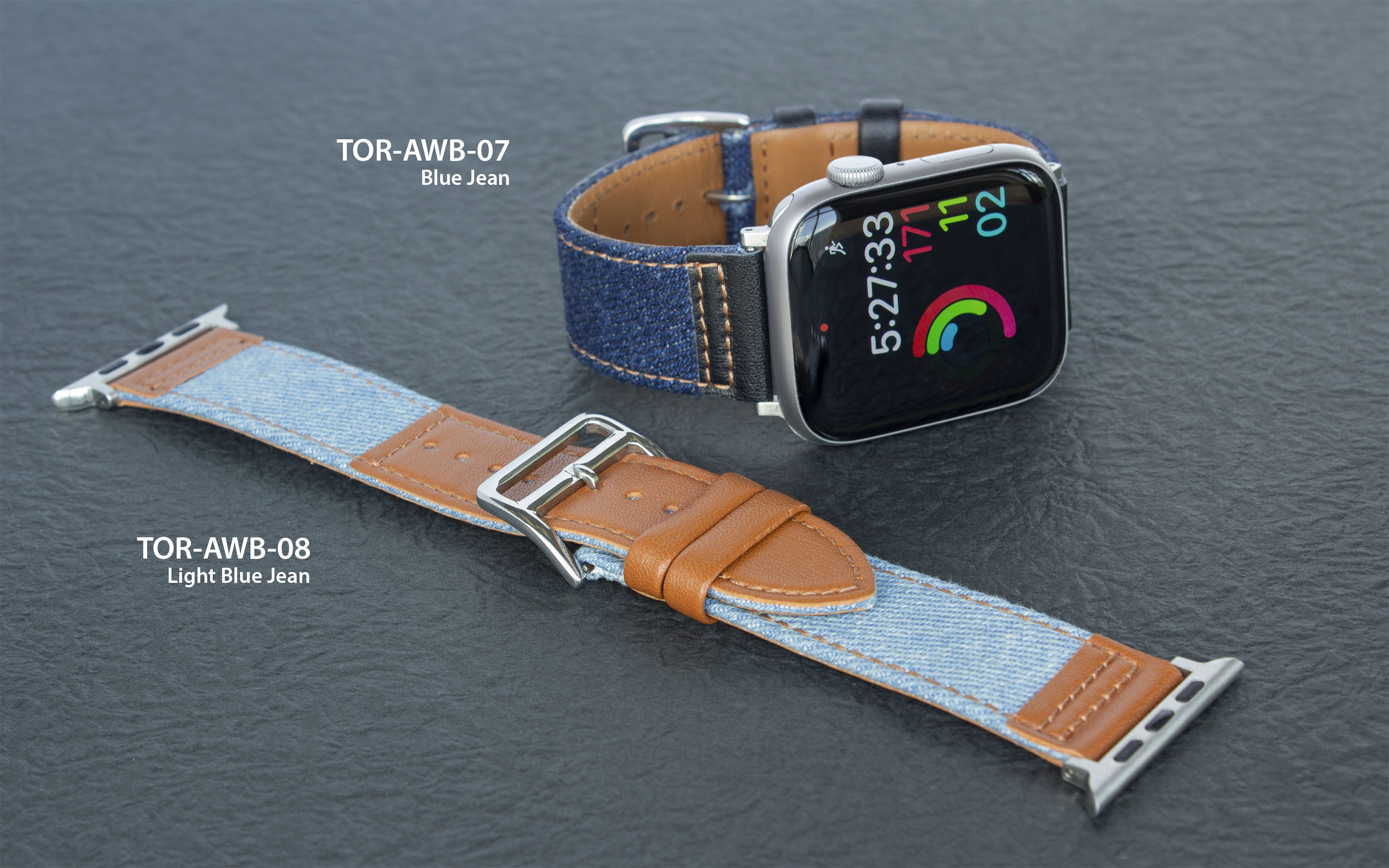 Torrii Apple Watch Leather Band 38/40/41mm - Blue Jean With Black Leather