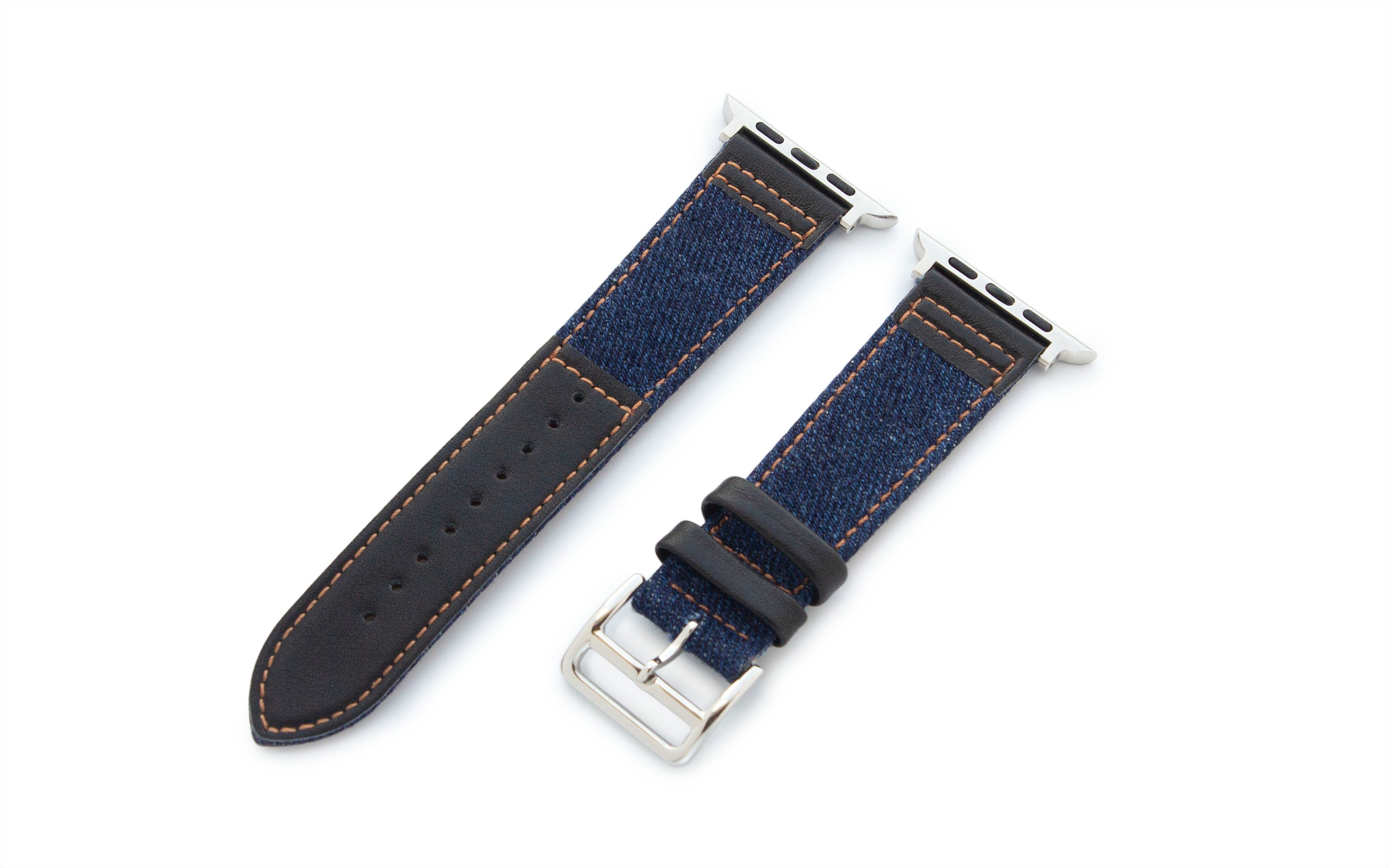 Torrii Apple Watch Leather Band 49/ 45/ 44 /42 mm - Blue Jean With Black Leather