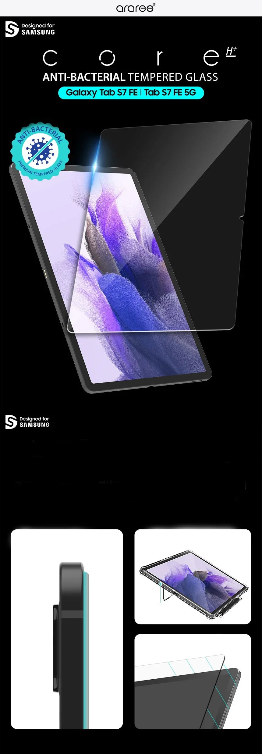Araree Sub Core Glass For Samsung Tab S7 FE - Clear - Tashqila