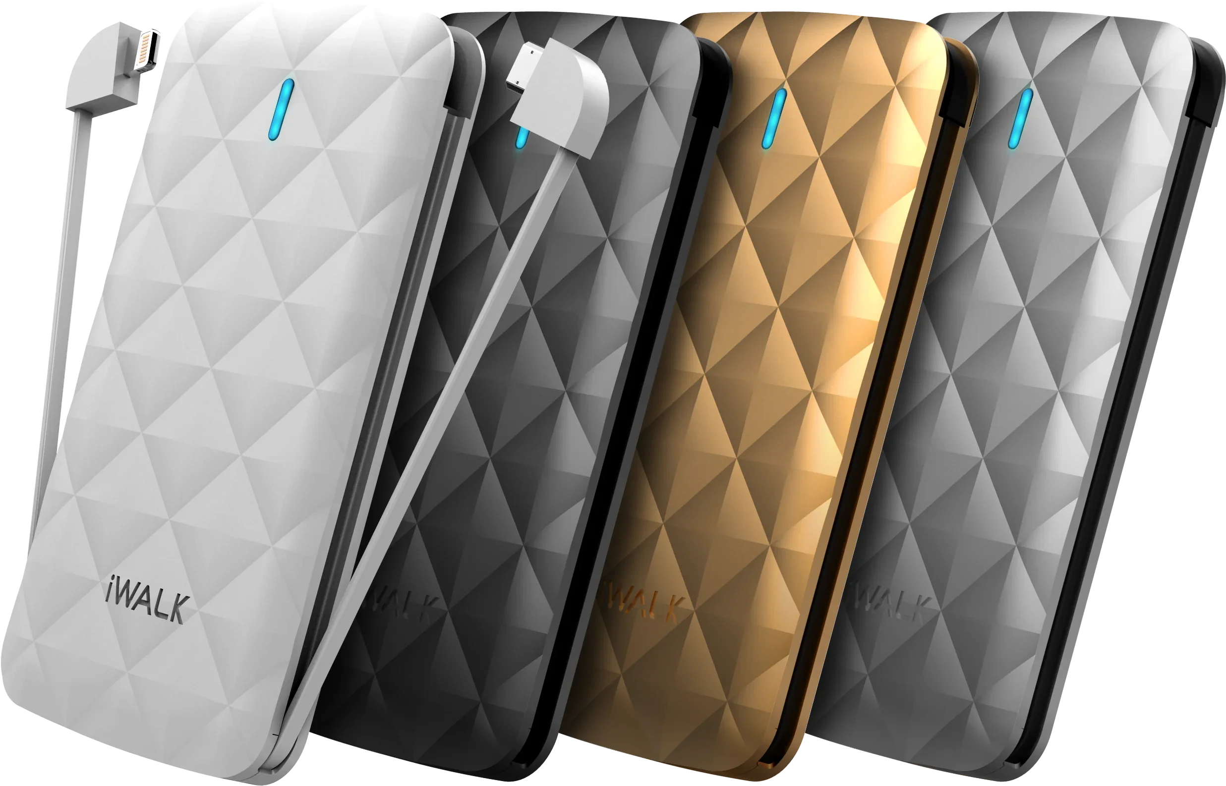 iWalk Duo 3000mAh Ultra Slim Battery Pack Built In Lightning & Micro Usb Cable - Gold - Tashqila