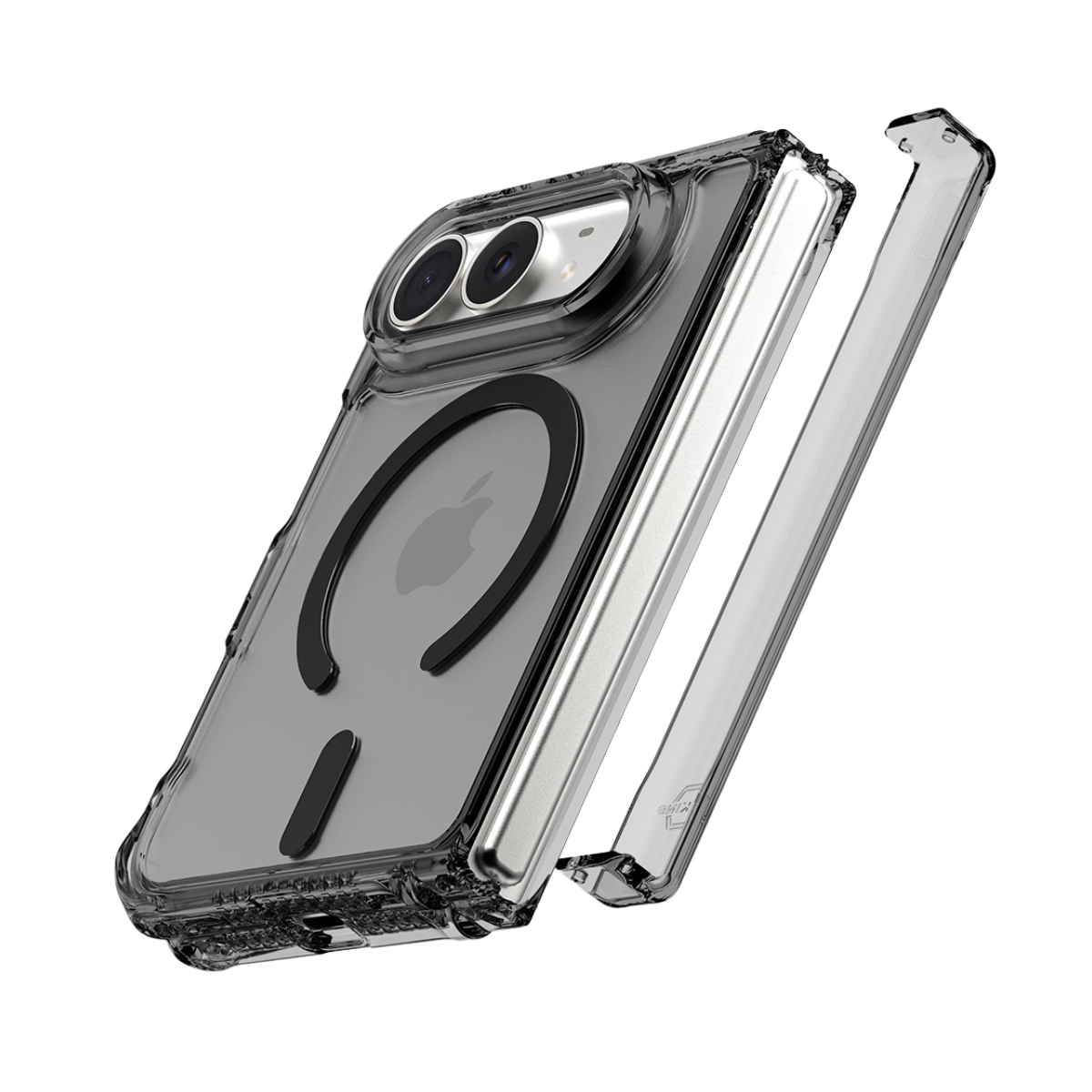 آيفون ديو، غطاء آيتسكينز هجين شفاف بمفصلة وماج سيف - شفاف