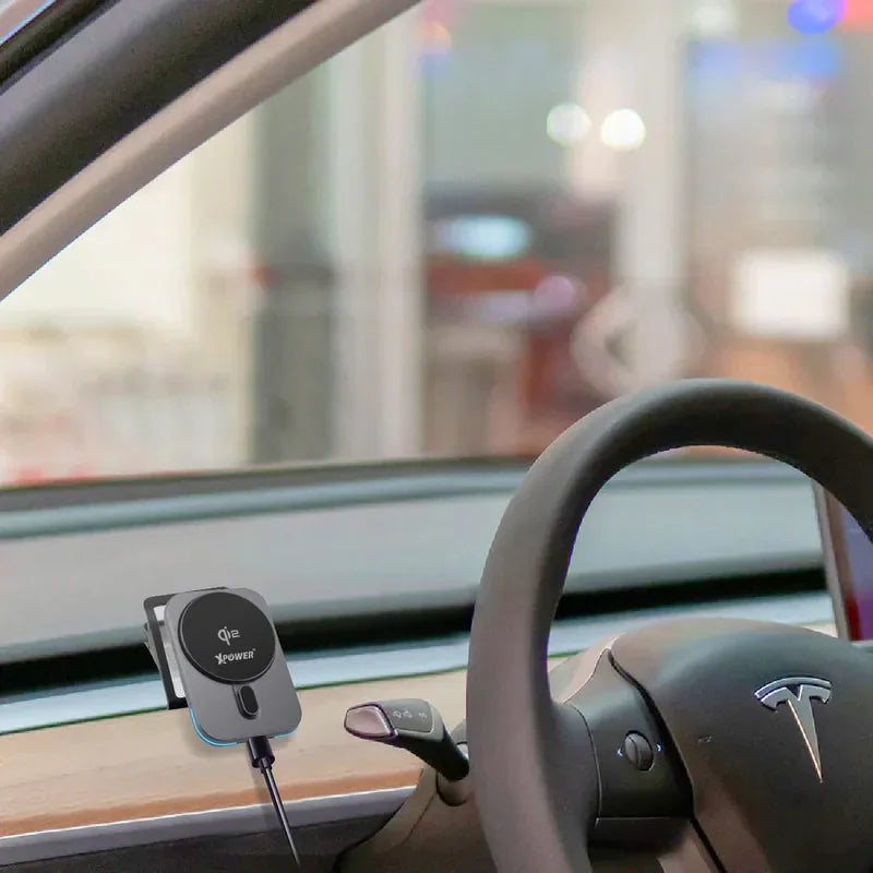 XPower 15W 3in1 Wireless Charging Car Mount Holder - Grey - Tashqila